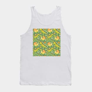 Delightful Dinosaurs in Enchanted Garden Pattern Tank Top